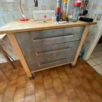 Cassettiera cucina Ikea legno/acciao