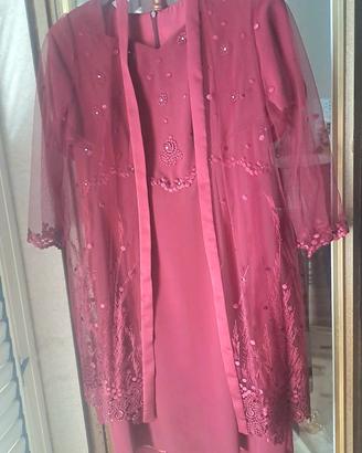 Completo sartoriale abito e mantella ricamata XL