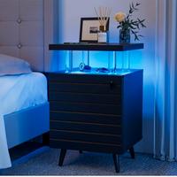 Comodino DESIGN nero a led colonne in acrilico 