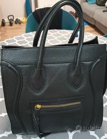 Borsa in pelle nera artigianale