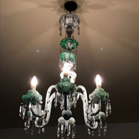 Lampadario Murano verde e bianco