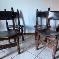 Sedie spagnole in cuoio e legno massiccio