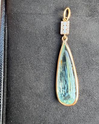 Ciondolo con Acquamarina e Diamanti in Oro 18kt