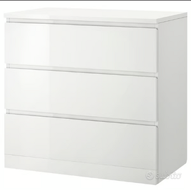 cassettiera malm bianco lucido