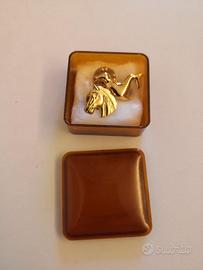 2 spille da occhiello giacca placcate oro anni '90