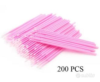 200 pz Bastoncini Applicatori Ciglia (Rosa)