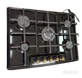 Piano Cottura 5 Fuochi 70 cm Nero Rustico A Gas