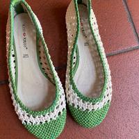 Ballerine intrecciate bianche e verdi 39