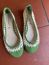 Ballerine intrecciate bianche e verdi 39