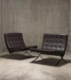 KNOLL Studio coppia di Barcelona in Pelle 04 Brown