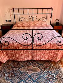 Letto matrimoniale ferro battuto +rete doghe legno