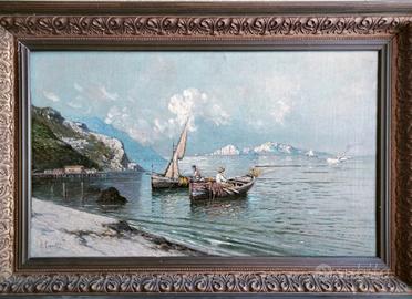 Giuseppe carelli olio tela napoli capri napoletano
