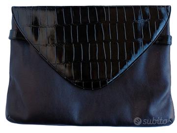 Pochette in pelle nera vintage Linea Docar