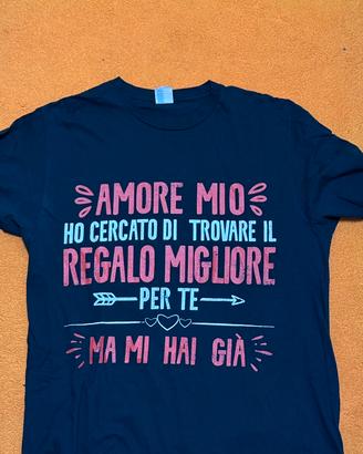 Maglietta uomo/donna taglia L con scritta ironica