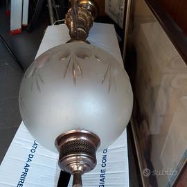 Lampadario Vetro satinato e ottone anni '70