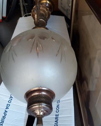 Lampadario Vetro satinato e ottone anni '70