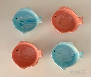 Set 4 ciotoline a forma di pesce - ceramica