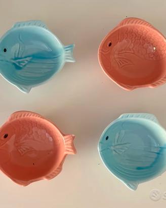 Set 4 ciotoline a forma di pesce - ceramica
