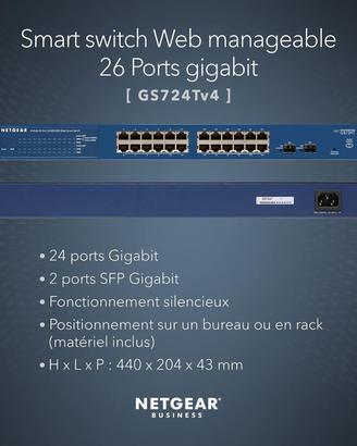 Switch Netgear Prosafe 24 porte Gigabit Fibra