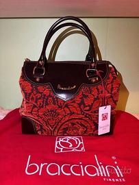 Borsa Braccialini mod. Rosa Mosqueta pelle/velluto