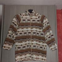 Felpa pile zip fantasia etnica marrone beige