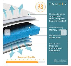 Materasso singolo 90x200 ortopedico memory