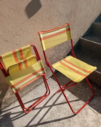 Coppia sedia e seggiola pieghevoli vintage