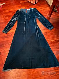 Vestito lungo in velluto rasato