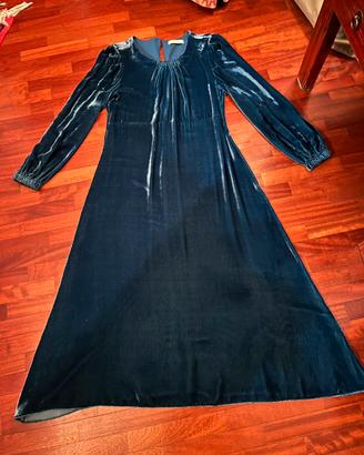 Vestito lungo in velluto rasato