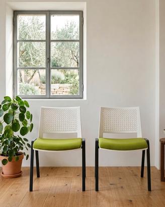 Coppia di Sedie Design Moderno – Seduta Verde Lime