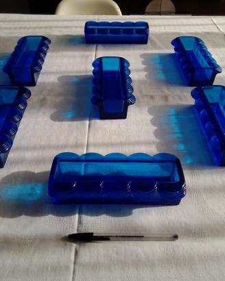 Centrotavola Art Decò in vetro blu