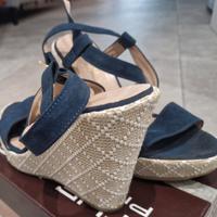 Sandali Zeppa Blu e Beige