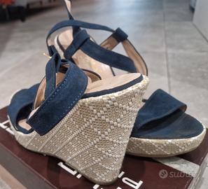 Sandali Zeppa Blu e Beige