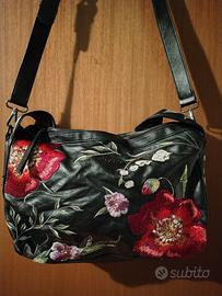 Borsa Desigual nera fiori media
