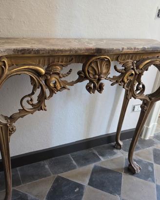 Consolle in stile barocco con piano in marmo