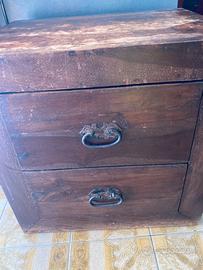 Comodino etnico noce scuro