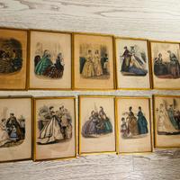 10 stampe moda antiche XIX prezzo cadauna