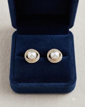 Orecchini oro con diamanti e perle - nuovi - gp zc