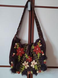 BORSA CARPISA DONNA DA SPALLA MARRONE e FIORI