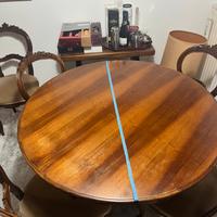 Tavolo tondo in legno, vintage anni 60