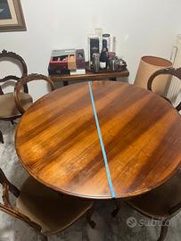 Tavolo tondo in legno, vintage anni 60
