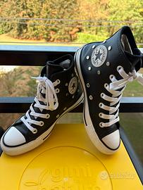 🔥Converse All Star Pelle Nera & Borchie - Tg 36