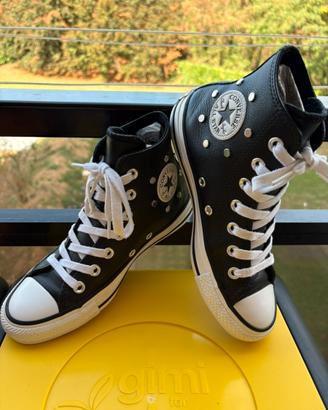 🔥Converse All Star Pelle Nera & Borchie - Tg 36