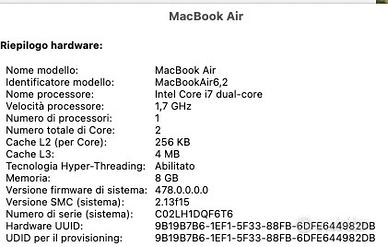 Mac Air i7 HD 500Gb RAM 8Gb