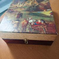 scatola vintage bottiglie