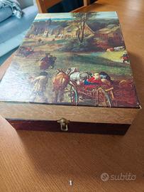 scatola vintage bottiglie