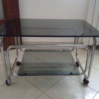 Tavolino acciaio e cristallo anni 70