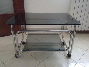 Tavolino acciaio e cristallo anni 70