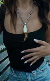 Collana Boho Artigianale con Pendente Corno