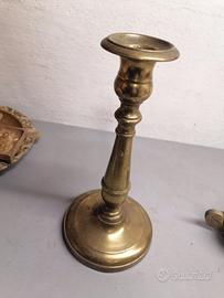 Antico portacandele candelabro ottone